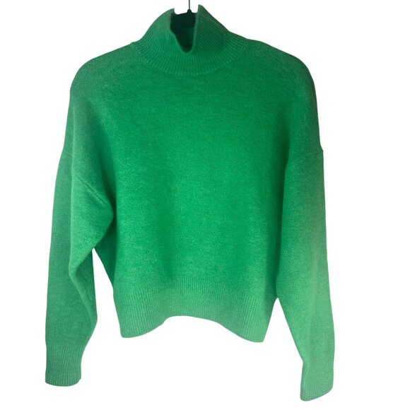 2/$30 ZARA Small Green Cashmere Blend Wool Blend Turtleneck Sweater - Picture 3 of 13